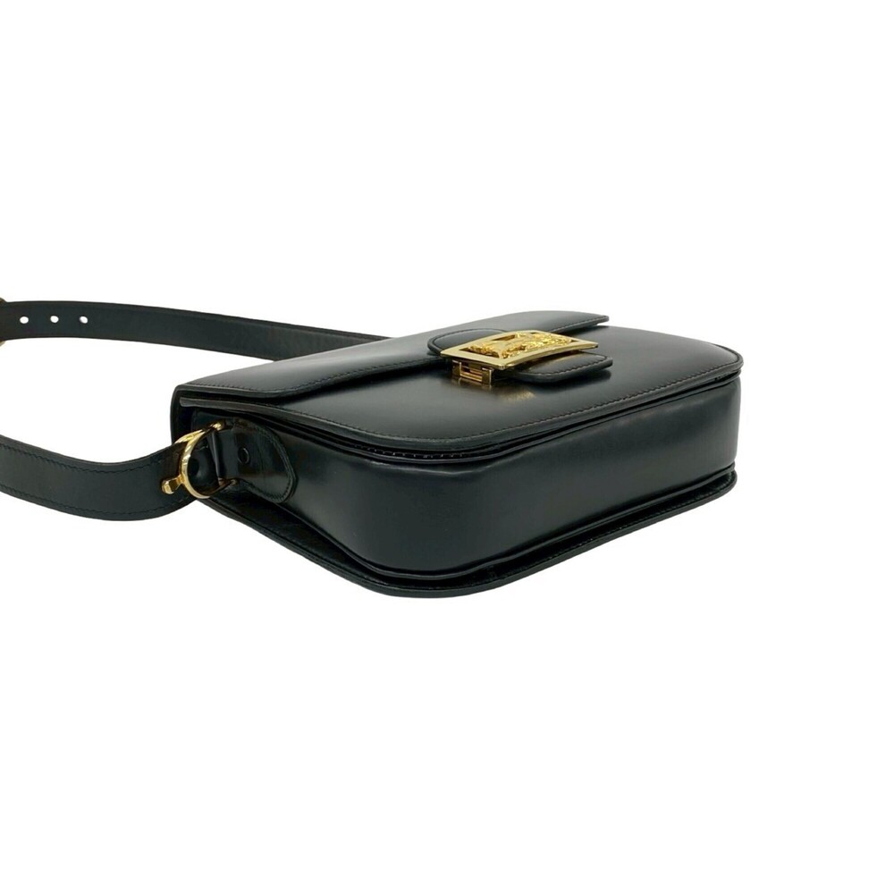 CELINE Vintage Logo Carriage Hardware Calf Leather Genuine Shoulder Bag Pouch... - Picture 7 of 10